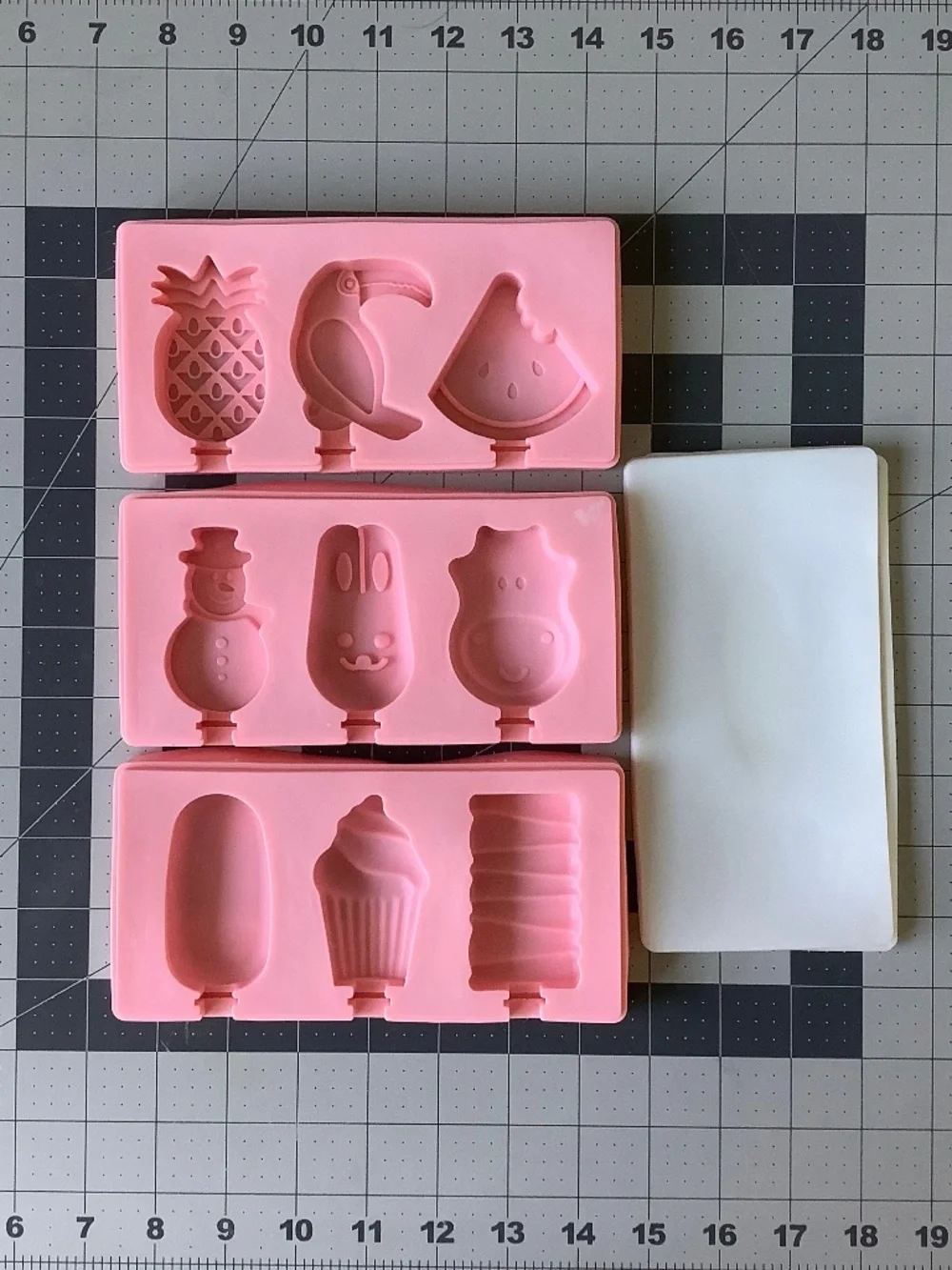 Set of 3 Silicone Popsicle Cake Mold Trays + Lid | Ice Cream Dessert Candy Mold
